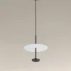 LAMPADARIO A SOSPENSIONE LUCE 6500K LED 12W DISCO PARALUME PIATTO BIANCO NERO TONDO 33122