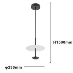 LAMPADARIO A SOSPENSIONE LUCE 6500K LED 12W DISCO PARALUME PIATTO BIANCO NERO TONDO 33122