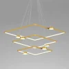 LAMPADARIO A SOSPENSIONE LED 112W 3 QUADRATI CON TELECOMANDO DESIGN MODERNO ORO 71231