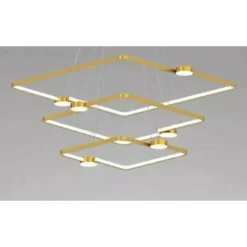 LAMPADARIO A SOSPENSIONE LED 112W 3 QUADRATI CON TELECOMANDO DESIGN MODERNO ORO 71231