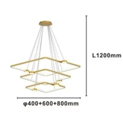 LAMPADARIO A SOSPENSIONE LED 112W 3 QUADRATI CON TELECOMANDO DESIGN MODERNO ORO 71231