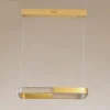 LAMPADARIO A SOSPENSIONE LED 18W RETTANGOLARE ORO CRISTALLO CON TELECOMANDO 32026