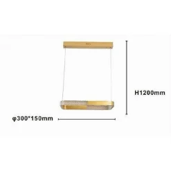 LAMPADARIO A SOSPENSIONE LED 18W RETTANGOLARE ORO CRISTALLO CON TELECOMANDO 32026