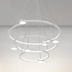 LAMPADARIO A SOSPENSIONE LED 96W 3 CERCHI CON TELECOMANDO DESIGN MODERNO BIANCO 71132