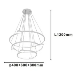 LAMPADARIO A SOSPENSIONE LED 96W 3 CERCHI CON TELECOMANDO DESIGN MODERNO BIANCO 71132