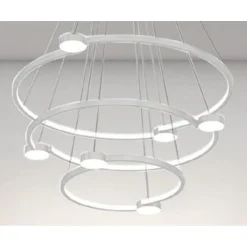 LAMPADARIO A SOSPENSIONE LED 96W 3 CERCHI CON TELECOMANDO DESIGN MODERNO BIANCO 71132