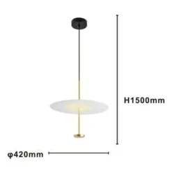 LAMPADARIO A SOSPENSIONE LUCE 4000K LED 18W DISCO PARALUME PIATTO BIANCO ORO TONDO 33191