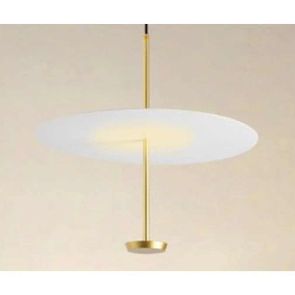 LAMPADARIO A SOSPENSIONE LUCE 4000K LED 18W DISCO PARALUME PIATTO BIANCO ORO TONDO 33191