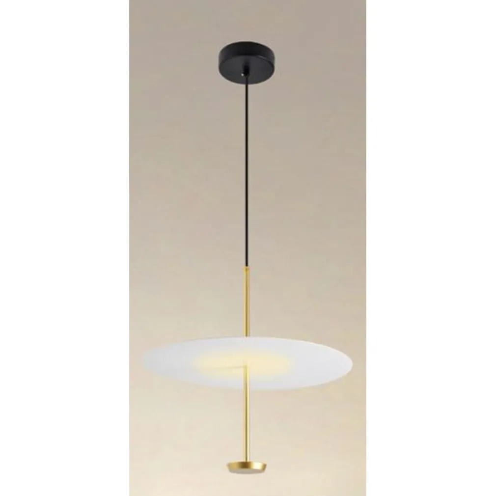 LAMPADARIO A SOSPENSIONE LUCE 4000K LED 18W DISCO PARALUME PIATTO BIANCO ORO TONDO 33191