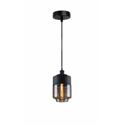 LAMPADARIO A SOSPENSIONE VINTAGE SOFFITTO ATTACCO E27 EFFETTO AMBRATO NERO LP-14