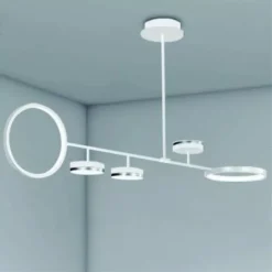 LAMPADARIO A SOSPENSIONE LED 37W CON 5 CERCHI LAMPADA ORIZZONTALE BIANCO LUCE FREDDA 71347