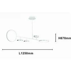 LAMPADARIO A SOSPENSIONE LED 37W CON 5 CERCHI LAMPADA ORIZZONTALE BIANCO LUCE FREDDA 71347