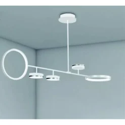 LAMPADARIO A SOSPENSIONE LED 37W CON 5 CERCHI LAMPADA ORIZZONTALE BIANCO LUCE FREDDA 71347