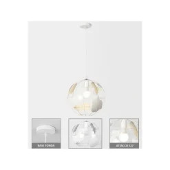 LAMPADARIO A SOSPENSIONE MAPPAMONDO E27 IN METALLO BIANCO SFERA GLOBO SOSPESO 33931