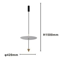 LAMPADARIO A SOSPENSIONE LAMPADA 18W LUCE LED 6500K DISCO BIANCO Ø42CM CONO ORO 33085