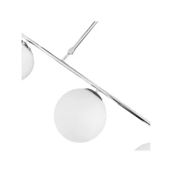 LAMPADARIO A SOSPENSIONE ARGENTO CON 4 SFERE BOLLE BIANCHE IN VETRO ATTACCO G9 33924