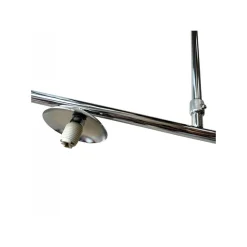 LAMPADARIO A SOSPENSIONE ARGENTO CON 4 SFERE BOLLE BIANCHE IN VETRO ATTACCO G9 33924