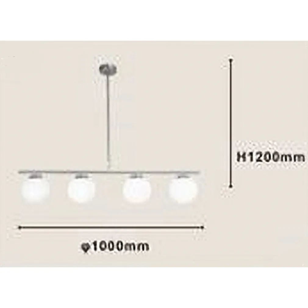 LAMPADARIO A SOSPENSIONE ARGENTO CON 4 SFERE BOLLE BIANCHE IN VETRO ATTACCO G9 33924