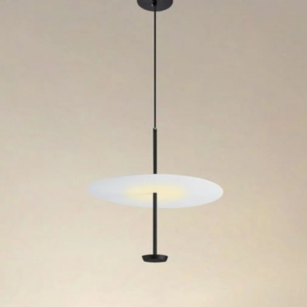 LAMPADARIO A SOSPENSIONE LUCE 4000K LED 18W DISCO PARALUME PIATTO BIANCO NERO TONDO 33177