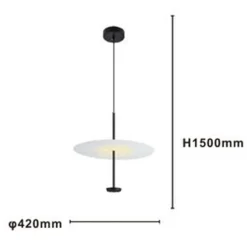 LAMPADARIO A SOSPENSIONE LUCE 4000K LED 18W DISCO PARALUME PIATTO BIANCO NERO TONDO 33177