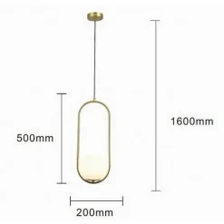 LAMPADARIO A SOSPENSIONE ORO OVALE CON SFERA VETRO ATTACCO E27 MODERNA MINIMAL 32835