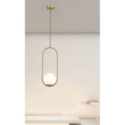 LAMPADARIO A SOSPENSIONE ORO OVALE CON SFERA VETRO ATTACCO E27 MODERNA MINIMAL 32835