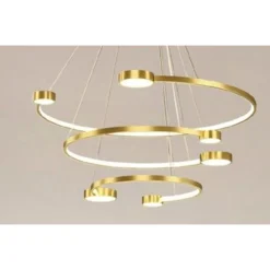 LAMPADARIO A SOSPENSIONE LED 65W 3 SEMI CERCHI CON TELECOMANDO DESIGN MODERNO ORO 71392