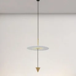 LAMPADARIO A SOSPENSIONE LAMPADA 12W LUCE LED 4000K DISCO BIANCO Ø23CM CONO ORO 32016