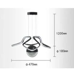 LAMPADARIO A SOSPENSIONE LED 65W BLACK LACE A NASTRI DESIGN MODERNO NERO LP-19