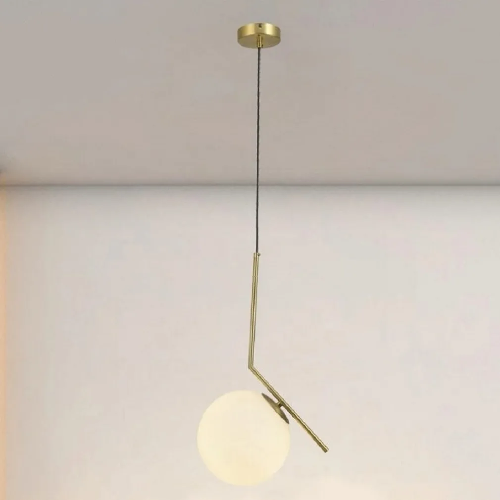LAMPADARIO A SOSPENSIONE ATTACCO E27 ORO CON SFERA IN VETRO MODERNO MINIMAL 32828