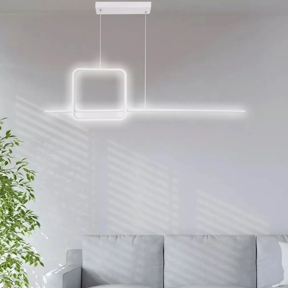LAMPADARIO A SOSPENSIONE LED 48W DESIGN QUADRATO LINEA BIANCO IP20 LUCE 6500K 33542