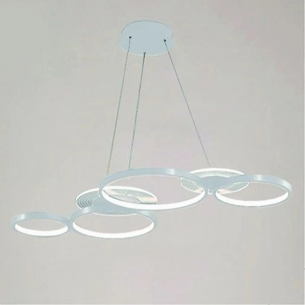 LAMPADARIO A SOSPENSIONE LED BIANCO 62W 6 ANELLI LUMINOSI MODERNO LUCE 6500K 71408