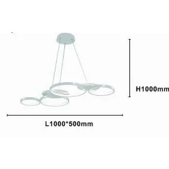 LAMPADARIO A SOSPENSIONE LED BIANCO 62W 6 ANELLI LUMINOSI MODERNO LUCE 6500K 71408