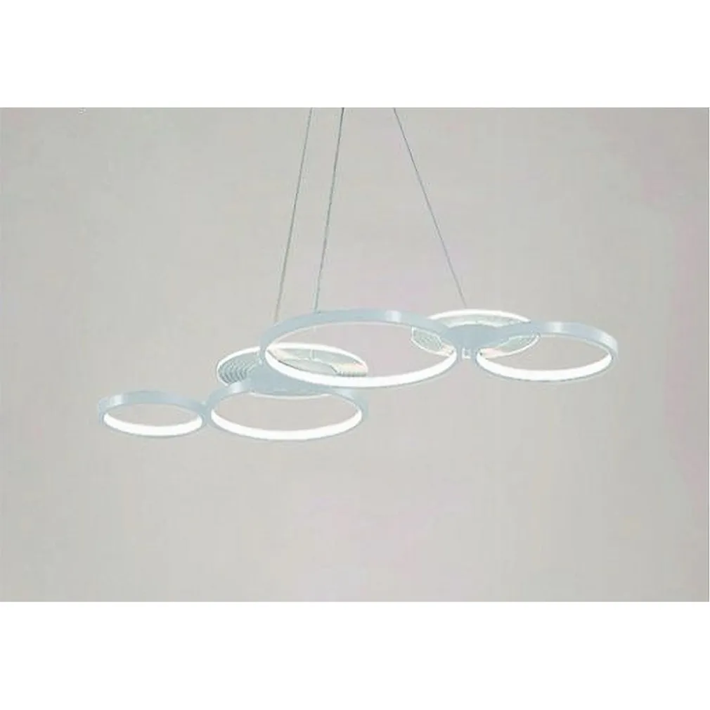 LAMPADARIO A SOSPENSIONE LED BIANCO 62W 6 ANELLI LUMINOSI MODERNO LUCE 6500K 71408