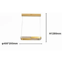 LAMPADARIO A SOSPENSIONE LED 24W RETTANGOLARE ORO CRISTALLO CON TELECOMANDO 32057