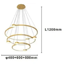 LAMPADARIO A SOSPENSIONE LED 96W 3 CERCHI CON TELECOMANDO DESIGN MODERNO ORO 71149