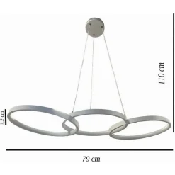 LAMPADARIO A SOSPENSIONE DA SOFFITTO 3 ANELLI TRE TONALITÀ DI COLORE 40W B63-B3C