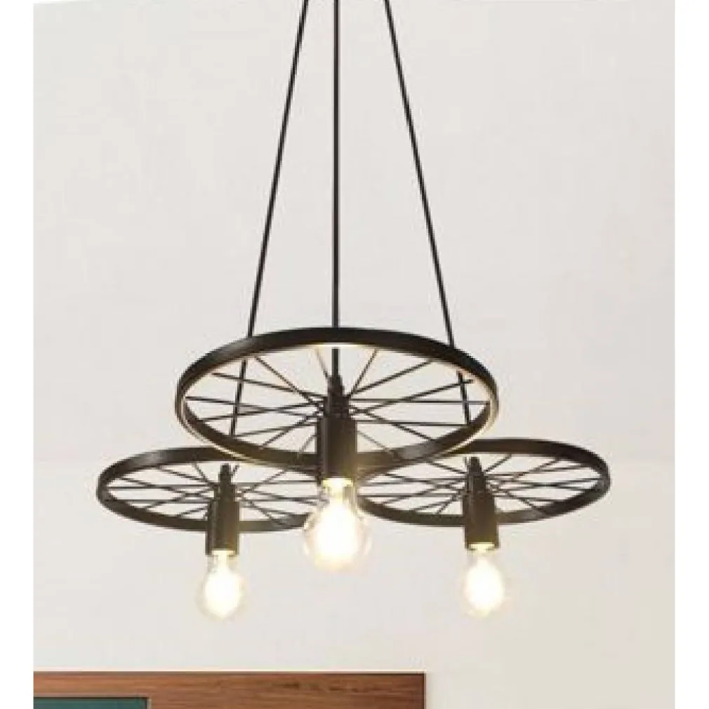 LAMPADARIO A SOSPENSIONE VINTAGE 3 PORTALAMPADA E27 RUSTICA RETRÒ COUNTRY LP-86N