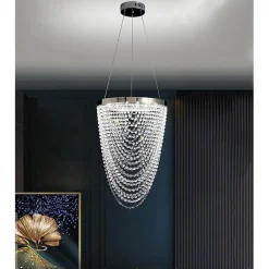 LAMPADARIO A SOSPENSIONE SOFFITTO LED 35W MODERNO CRISTALLI LUCE FREDDA 6500K B75