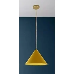 LAMPADARIO A SOSPENSIONE E27 FERRO PARALUME MODERNO CONTEMPORANEO CONO ORO BIANCO 33368