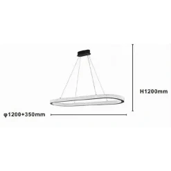 LAMPADARIO A SOSPENSIONE LED 92 W OVALE LAMPADA ORIZZONTALE CRISTALLO NERO 31999