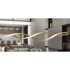 LAMPADARIO A SOSPENSIONE LUCE 3000K-6500K LED 48W ORO SPIRALE VORTICE ORIZZONTALE 01110