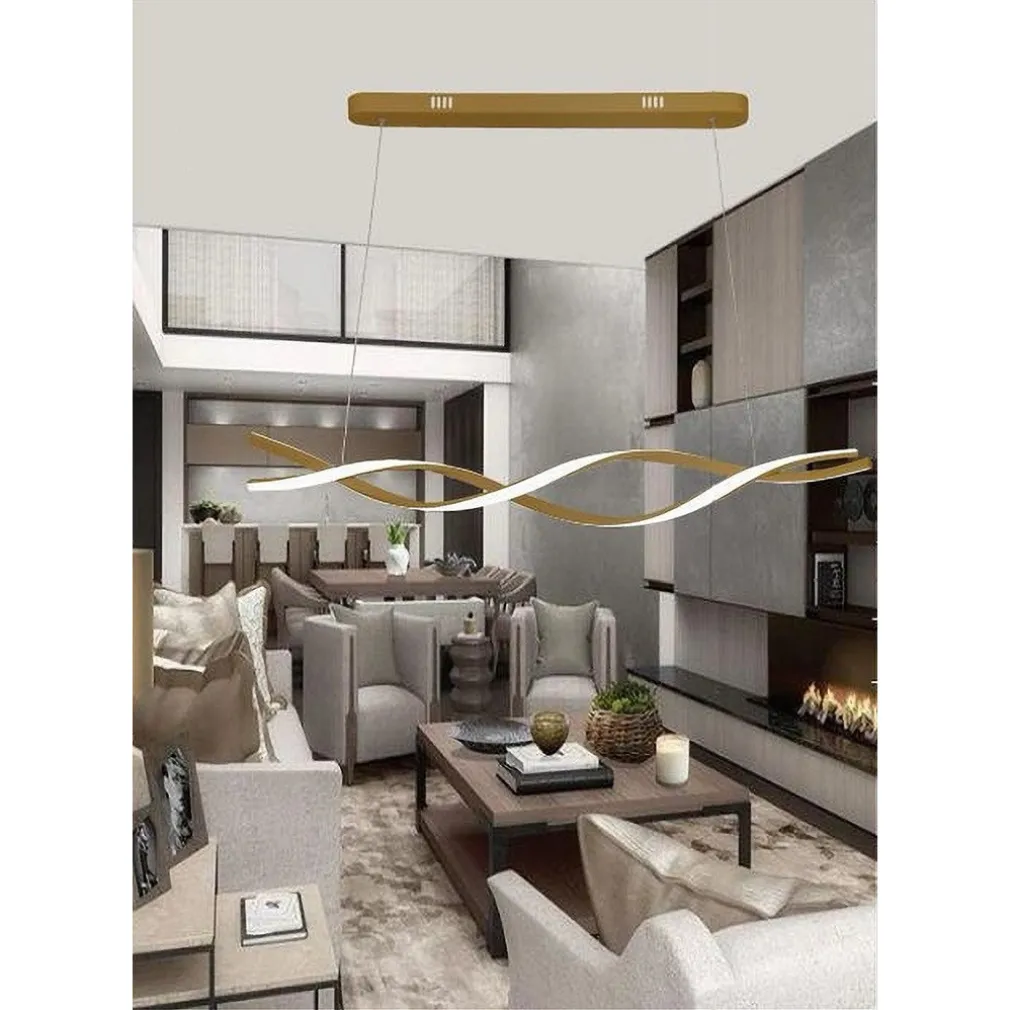 LAMPADARIO A SOSPENSIONE LUCE 3000K-6500K LED 48W ORO SPIRALE VORTICE ORIZZONTALE 01110