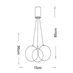 LAMPADARIO A SOSPENSIONE BRONZO LAMPADA MINIMAL DA SOFFITTO CON 3 SFERE ATTACCO G9 LP-84-3