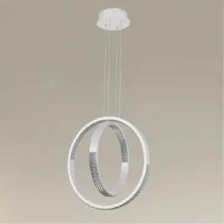 LAMPADARIO A SOSPENSIONE LED 64W CIRCOLARE EFFETTO CRISTALLO MODERNO BIANCO 32156