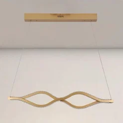 LAMPADARIO A SOSPENSIONE LED 58 WATT ONDA INFINITO CRISTALLO ONDULATO ORO 32149