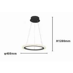 LAMPADARIO A SOSPENSIONE LED 24 WATT CERCHIO ANELLO EFFETTO CRISTALLO NERO 31906