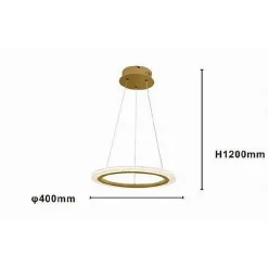 LAMPADARIO A SOSPENSIONE LED 24 WATT CERCHIO ANELLO EFFETTO CRISTALLO ORO 31913