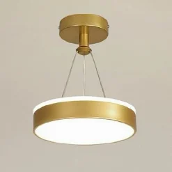 LAMPADARIO A SOSPENSIONE LED 24 WATT CERCHIO TONDO MODERNO ORO DOPPIA LUCE 50520