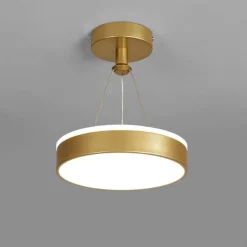 LAMPADARIO A SOSPENSIONE LED 24 WATT CERCHIO TONDO MODERNO ORO DOPPIA LUCE 50520